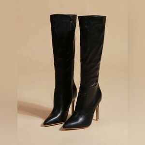 SHEIN Women's Pointed Toe Faux Leather Zipper Closure High Heel Knee-High Boots